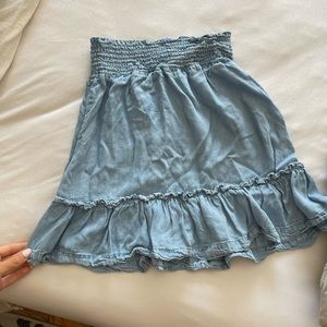 Faux- denim mini skirt